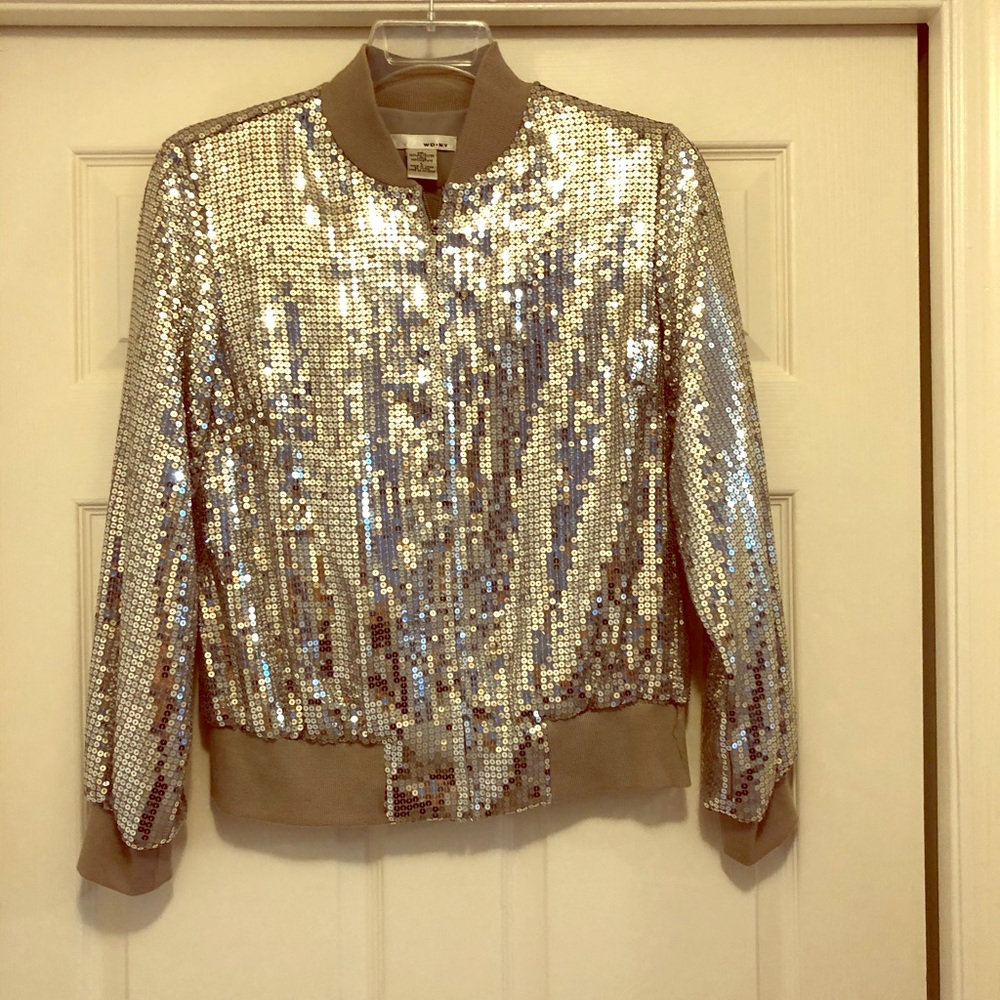 Silver sequins bomber jacket